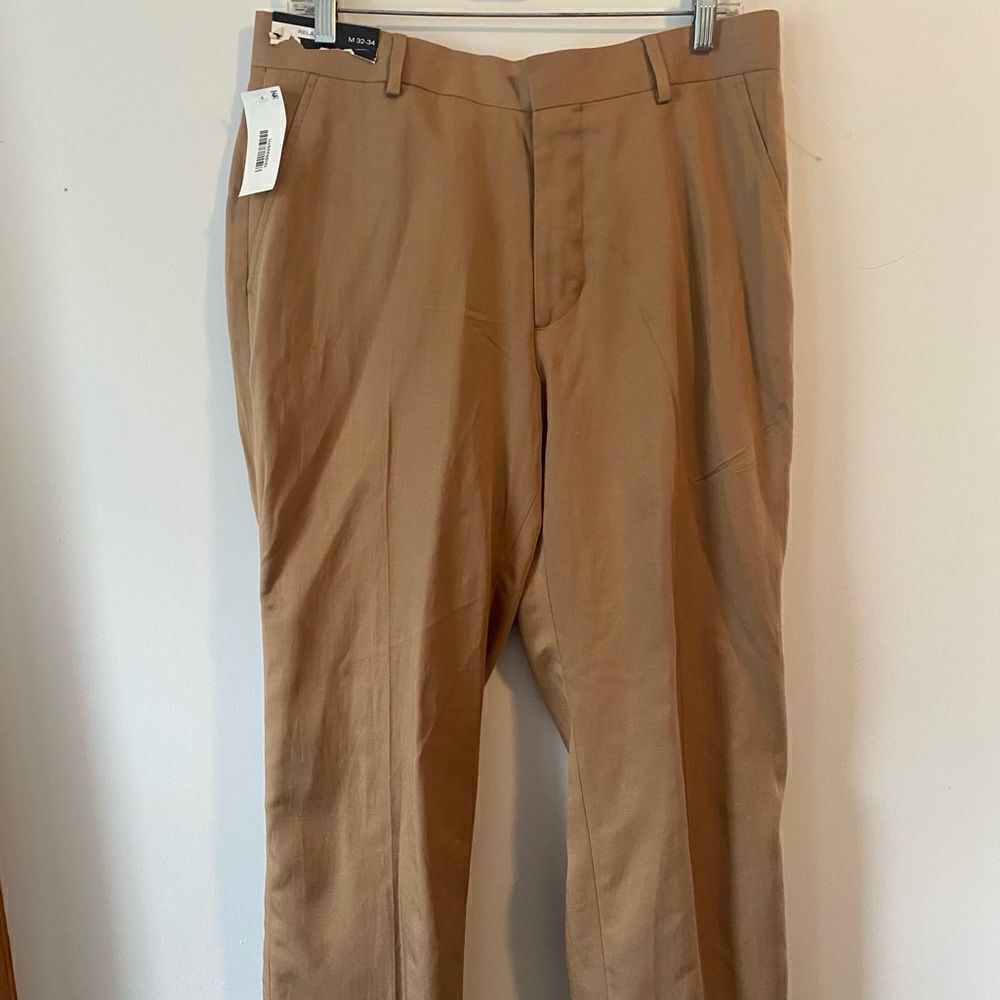 J. Ferrar Gold Linen blend flat front slacks, size 32/34